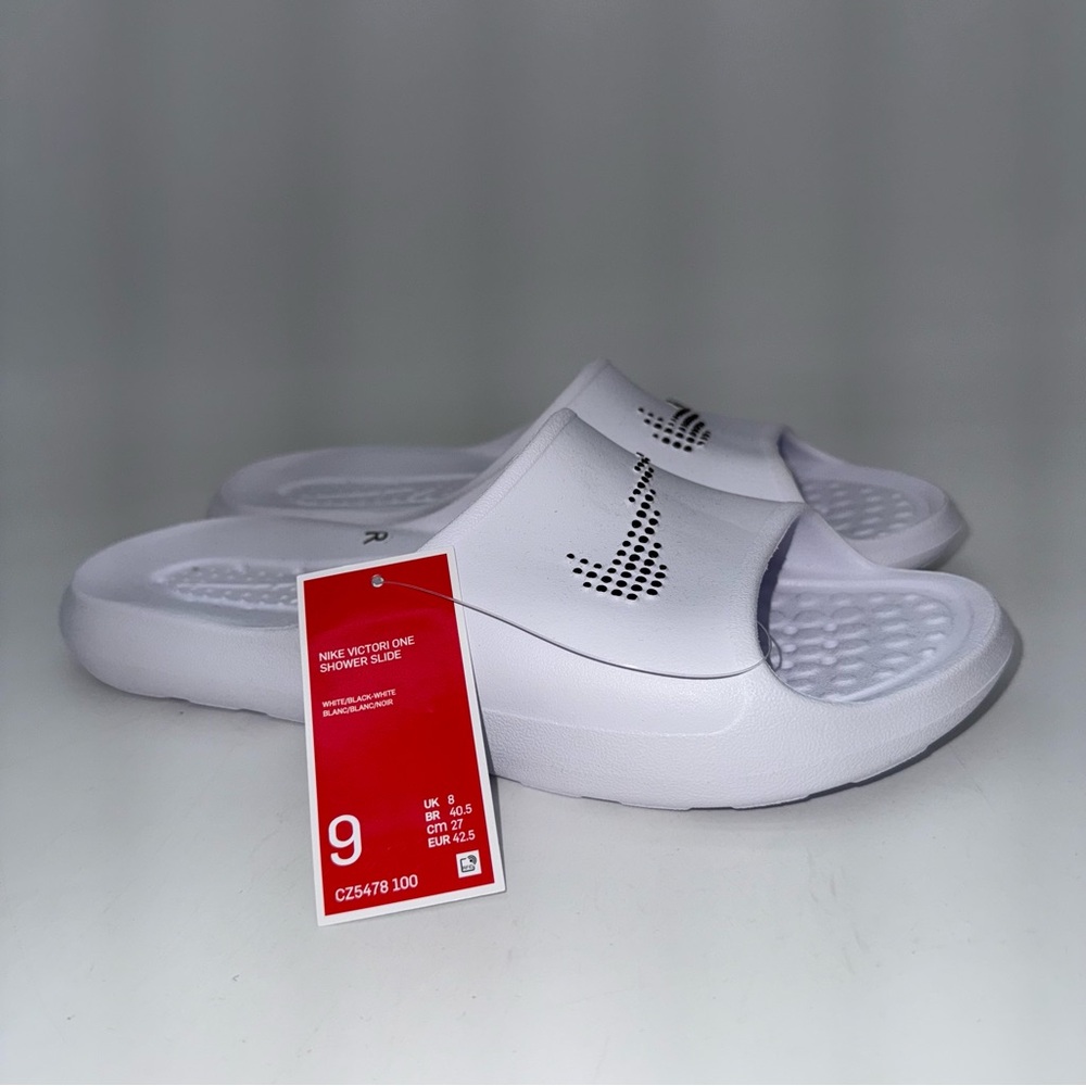 Nike Victori One Shower Slide Mens Size 9 White Black CZ5478-100 New
